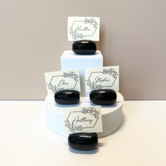 Olive Place Card Holders – Set of 4 | Martini Party Table Decor Hand Sculpted - Picture 6 of 10